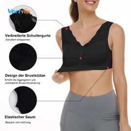 Vertvie Women’s Stretch Push-Up Bra, Padded, No Underwire, Pack of 3, Sports Bra Set for Fitness Training, Yoga - Y-3 Black, size: m