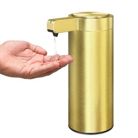 Mamiddle Automatic Soap Dispenser Stainless Steel with Sensor Infrared Soap Dispenser Electric IPX5 Waterproof USB-C Charging Motion Sensor for Kitchen & Bathroom (Gold)