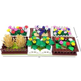 General Jim's Flower Bed Boxes 161 Piece Modular Building Block Bricks Bright Colorful Toy Flower Playset Flower beds for City Street or Park Sets(Set of 6 Flower Boxes) for Teens and Adults