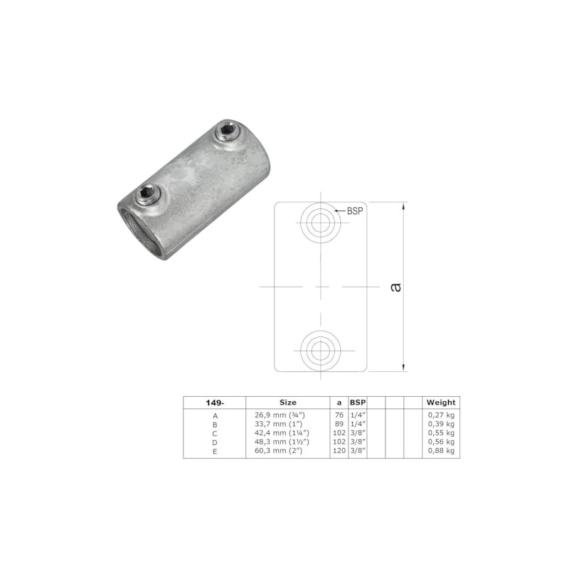 WITTKOWARE Pipe connector made of galvanised malleable cast iron, for