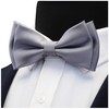 GUSLESON Men's Bow Ties Solid Gray Bow Tie Silk Pre-tied