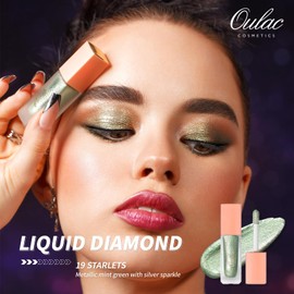 Oulac Liquid Glitter Eyeshadow Liquid Eyeshadow Green Eyeshadow Liquid Eyeliner Sparkle Glitter Eye Make up| Glitter Finish Smooth Shimmer Eyeshadow| Vegan& Cruelty-Free, 5.4g (19)