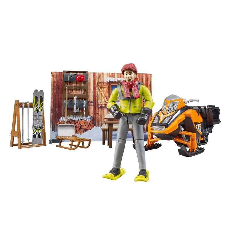 bruder 63102 Bworld Mountain Hut with Snowmobile & Figure 1:16