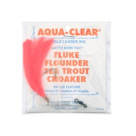 Aqua-Clear, Hair Teaser Rig, Flounder/Fluke/Sea Trout/Weakfish/Croaker, 3/0 Nickel Wide Gap Hook, AFW Swivel, 40 lb / 18.1 kg Grand Slam Mono, T-Standoff, Pink Hair