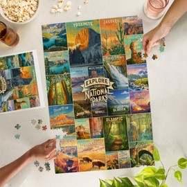 Oil Painting National Park Series, Collage, Explore our National Parks (1000 Piece Puzzle, Challenging Jigsaw Puzzle for Adults, Made in USA)