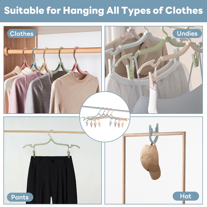 Travel Hangers Folding, 16 PCS Portable Foldable Hangers Set with