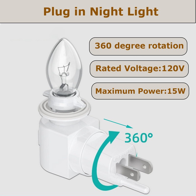TWDRTDD Plug in Night Light, Adjustable E12 Base Socket with