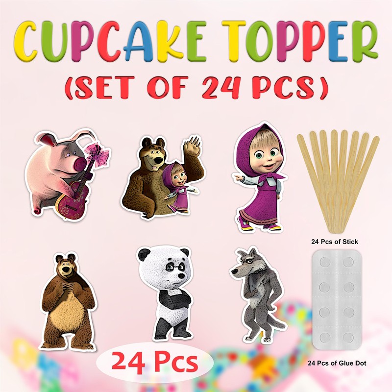 Masa and the Bear CupCake Topper
