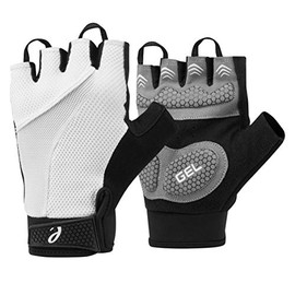 Elite Cycling Project Urban Cycling Gloves Fingerless Bike Gloves with 7mm Thick Gel Pads and Easy Off Finger Pulls (White, Large)