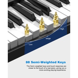 OYAYO Folding Piano Keyboard 88 Key, Portable Piano Keyboard with Standard Semi Weighted Key, Foldable Piano Support Bluetooth/MIDI with Pedal, Speakers, Ideal for Beginner and Adult