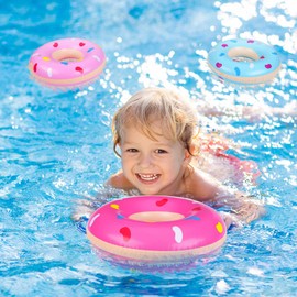 Civaner Donuts Pool Inflatable Floats Doughnut Swimming Rings Tubes Multicolored Inflatable Tubes Floaties Toys for Kids Adults Beach Pool (6 Packs)