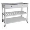 Redmon Mobile Kitchen Island with Two Large Open Shelves, Two