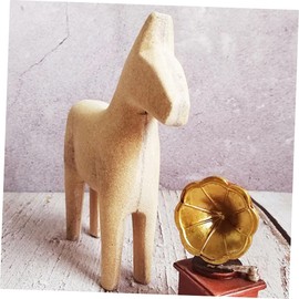 KOMBIUDA 2pcs Unfinished Wooden Horse Figurines for Painting Rustic Home Decor Statue for Farmhouse Style Centerpiece