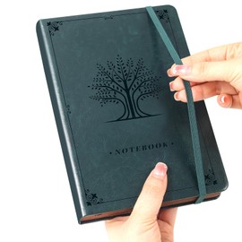 Lined Journal Notebook, HOMEMARS Large A5 College Ruled Notebook, 320 Numbered Pages,lined Paper, 100gsm Thick Paper, Hardcover Vegan Leather Journal for Women Men School Office, Tree Design, Green