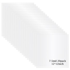 Wonninek 20 Pack 7.5Mil Mylar Sheets, 12X12 inch Blank PET Blank Stencil Material Sheets, Translucent Template Sheets for Make Your Own Stencils