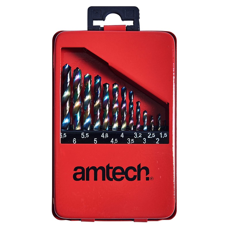 Amtech F1122 13 Piece Titanium coated high speed steel (HSS)