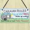 RED OCEAN Caravan Rules Novelty Hanging Plaque Campervan Outdoor Garden