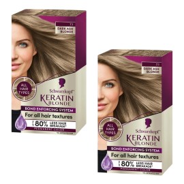 ATVPDKIKX0DER Schwarzkopf Keratin Color 7.1 Dark Ash Blonde Hair Dye - Pack of 2