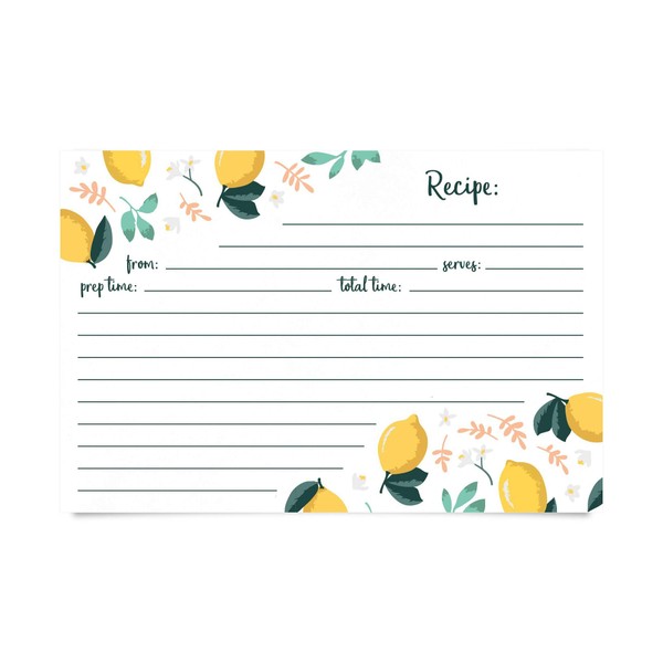 Jot &amp; Mark Recipe Cards | Lemon Zest Print Double