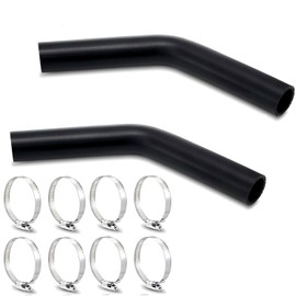 2 set 2" ID Gasoline Fuel Filler Neck Hose with 8 Clamps - 15 7/8" 45 Degree Gas Tank Fuel Filler Hose Replacement (2" ID 45 Degree)