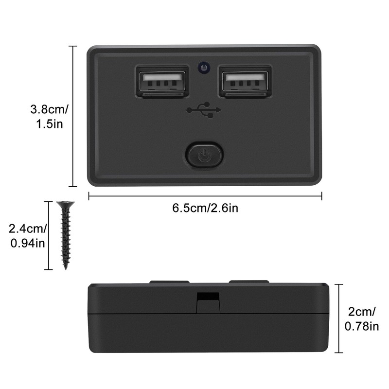 Linkstyle RV USB Outlet, Dual USB A Charging Socket Panel