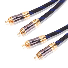 KUYIOHIFI Dual 2RCA Male to 2RCA Male Stereo Audio Cable, Double-Shielded (OD 8.0mm), for Amplifiers, AV Receivers, Hi-Fi System (8 Feet)