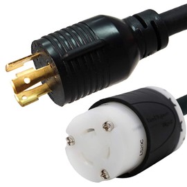 NEMA L5-30P to L5-20R Plug Adapter - 20 Foot, 20A/125V, 12 AWG - Iron Box # IBX-3661-20 (20 ft)