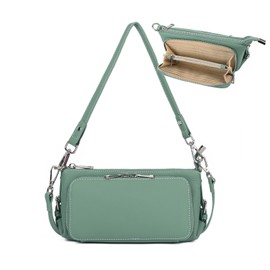 MFFOR Women's Shoulder Bag, Genuine Leather, 2-Way Wallet Pochette, Smartphone Shoulder Cross-Handheld, Lightweight, Large Capacity, Soft, High Visibility, Multifunctional, Simple, Casual, Popular,