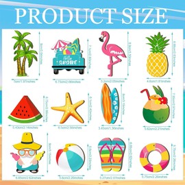 Bogoro Pack of 36 Tree Decorations Summer, Summer Beach Wooden Pendants, Hawaii Decorative Wood, Hawaii Wooden Gift Tags, Summer Tree Hanging Wooden Discs for Summer Hawaiian Tropical Party