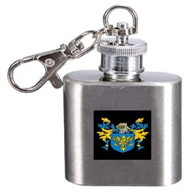 Broxton Family Crest Surname Coat of Arms 1oz Hip Flask Kerying Engraved