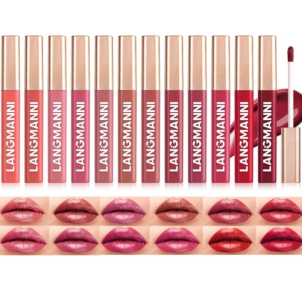 LANGMANNI 12 Farben Liquid Lipstick Set | Samtig-cremiger Glow •
