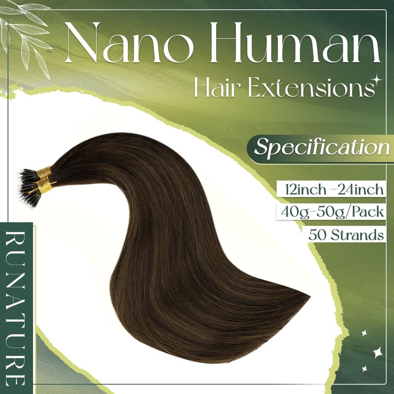 RUNATURE Nano Beads Hair Extensions Invisible Nano Hair Extensions Human