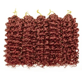 GoGo Curl Crochet hair 14inch Beach Curl Crochet hair Bohemian Crochet Braids Reddish Brown Deep Wave Braiding hair Extensions (5Packs,350#)