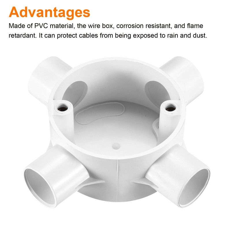 sourcing map 2Pcs PVC Conduit Box Junction Box 4 Way