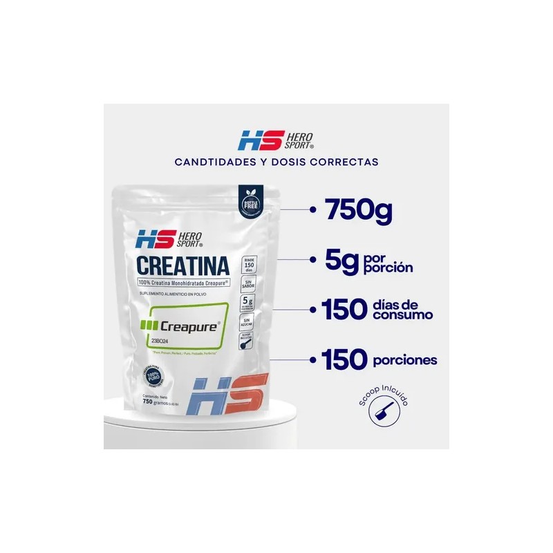 Hero Sport Creatina Monohidratada Creapure 750g. 100 Pura