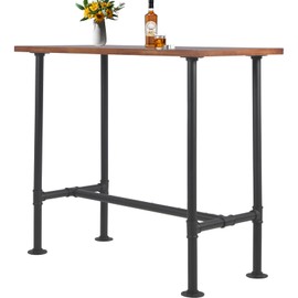 BOKKOLIK Industrial 41.3inch Height Bar Table Vintage Pipe Design Bistro Table Rustic Kitchen Dining Breakfast Desk Farmhouse Office Computer Desk Wooden Top Pub Coffee Table