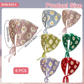 JNYUTEEN Women's Headbands, Pack of 6 Boho Headbands, Headscarf, Knitted Summer Triangle Headscarves, Bandanas, Turban, Tie, Hair Bands, Floral Headscarf for Women