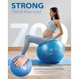 MINK.FIT Yoga Ball, Anti-Slip Stability Exercise Ball for Pilates, Extra Thick Birthing Ball for Pregnancy, Fitness, Gym Ball for Core Workouts, Balance, and Physical Therapy (Blue, L)