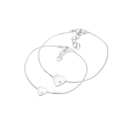 Elli Women's Bracelet Set Heart Pendant Mother Child with Crystals in 925 Sterling Silver, Sterling Silver, Crystal