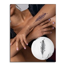 Inkbox Temporary Tattoos, Semi-Permanent Tattoo, One Premium Easy Long Lasting, Waterproof Temp Tattoo with For Now Ink - Lasts 1-2 Weeks, Feather and Birds Tattoo, 7 x 2 in, Free Flight