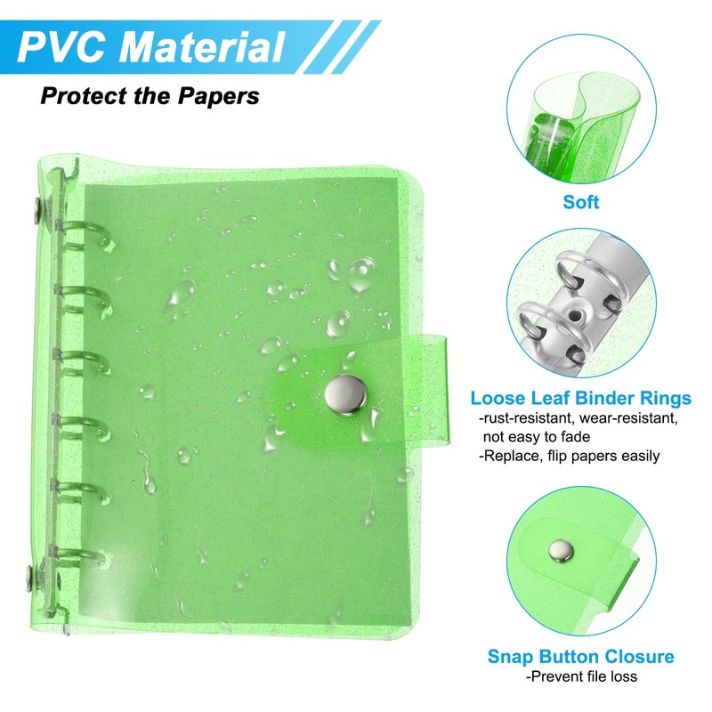 PATIKIL A7 Clear Binder Cover, Soft PVC Bling Loose Leaf