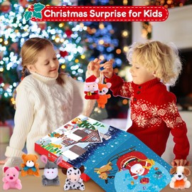 Advent Calendar 2025 for Kids 24 Days Christmas Countdown Calendar with Mini Animal Plush Toys Stuffed Animals Christmas Tree Decorations Stocking Stuffers Party Favor Gifts for Girls Boys