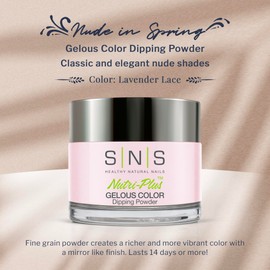 SNS Healthy Natural Nails SNS Nail Dip Powder, Gelous Color Dipping Powder - Lavender Lace (Natural, Nudes, Pink/Violet, Pastel, Shimmer) - Long-Lasting Dip Nail Color Lasts 14 Days - Low- Odor & No UV Lamp Required - 1oz