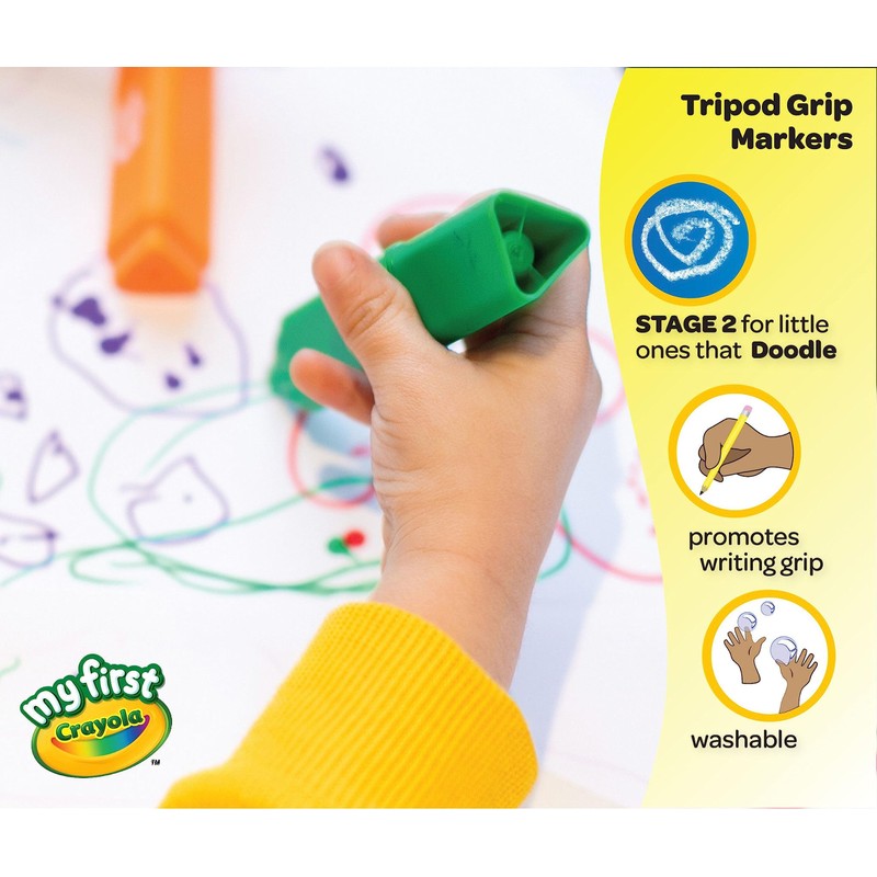 Crayola Triangle Toddler Markers (8ct), Easy Grip Washable Markers for