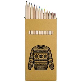 Azeeda 12 x 'Christmas Jumper with Snowflakes' Long 178mm Coloured Pencils/Pencil Set (PE00065151)