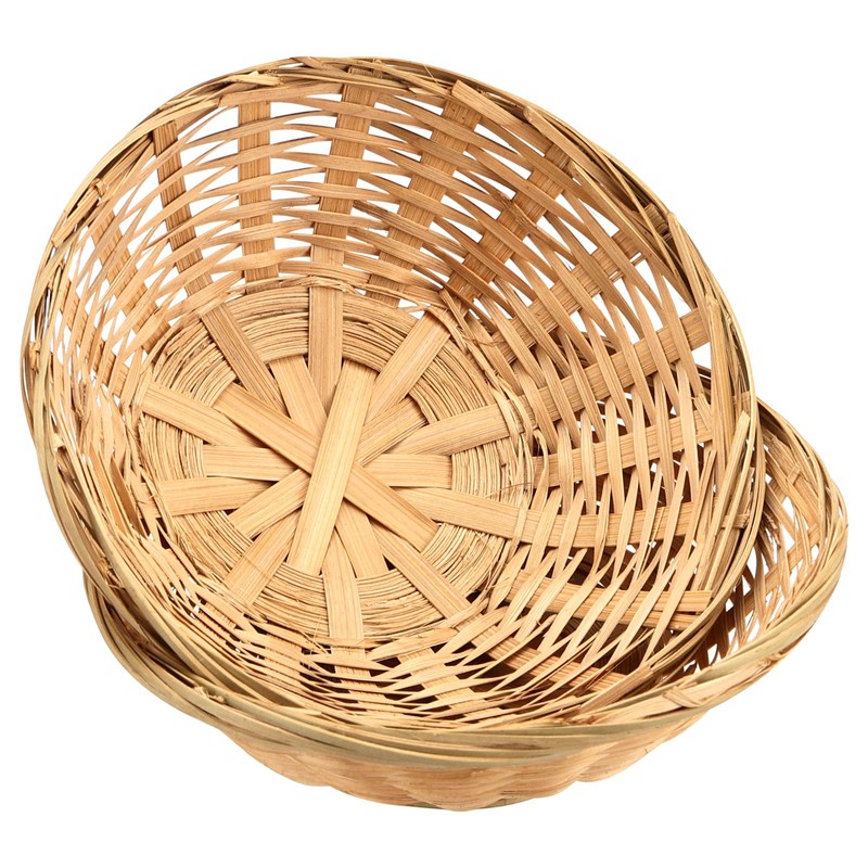 JEUIHAU 12 PCS 10 Inch Bamboo Bread Basket, Round Wicker