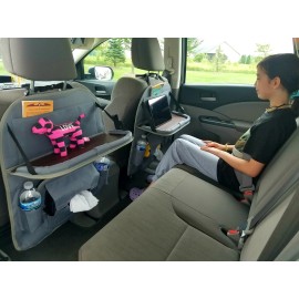 AB 2 Pack OxfordFabric Car Backseat Organizers with Foldable Tray Phone Food Gray