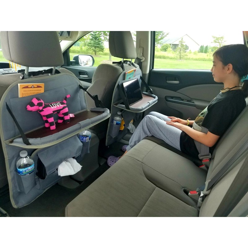 AB 2 Pack OxfordFabric Car Backseat Organizers with Foldable Tray