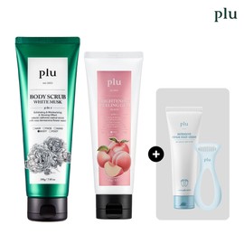 Plu original body/facial scrub set + foot cream &amp; callus razor, 200g rosemary herb, 200g rosemary herb, 100g peeling gel peach, 100g peeling gel peach, foot cream + callus shaver, foot cream + callus razor / 플루 오리지널 바디/페이셜 스크럽 세트 + 풋크림&각질면도기 증정, 로즈마리허브 200g로즈마리허브 200g_필링젤피치 100g필링젤피치 100g_풋크림+발각질 면도기풋크림+발각질 면도기