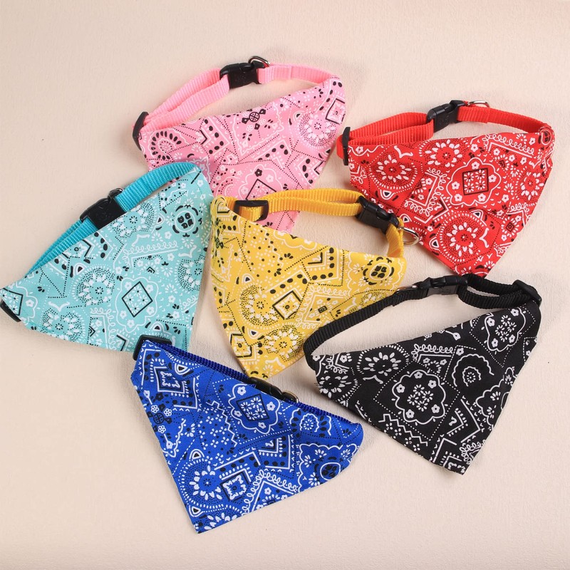 XIMA 6PCS Cat Bandana Collars with Removable Bow Tie for